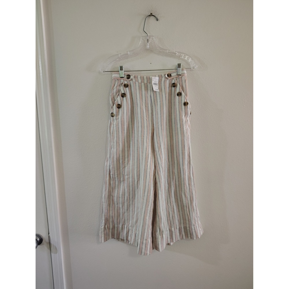 American Eagle Striped Sailor Button Culotte Pants Small NWT High Waist Wide Leg